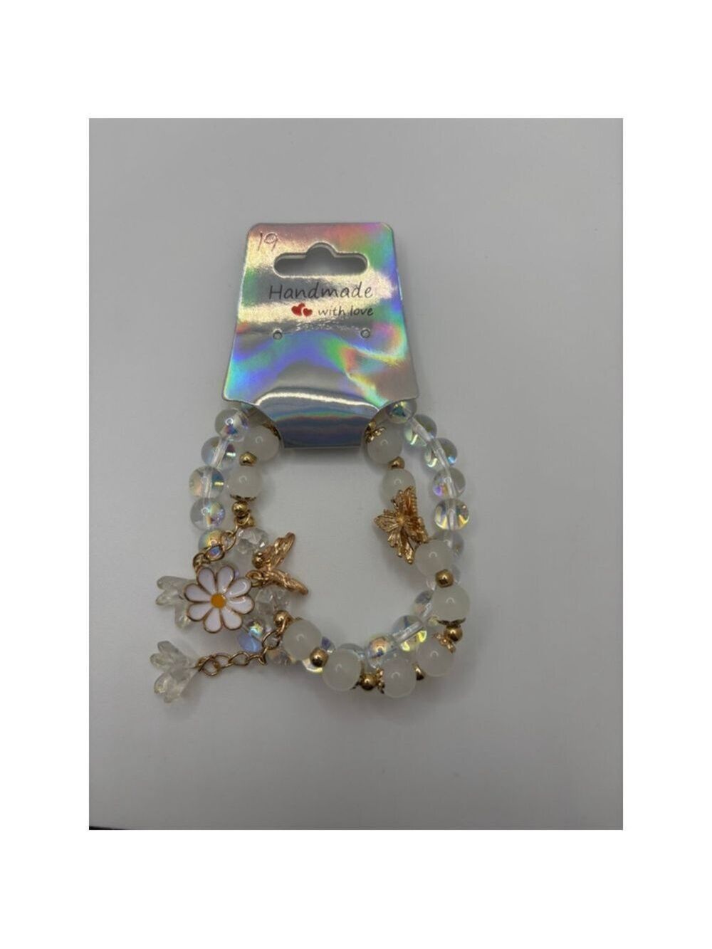 White Gold Daisy Charm Bracelet NWOT